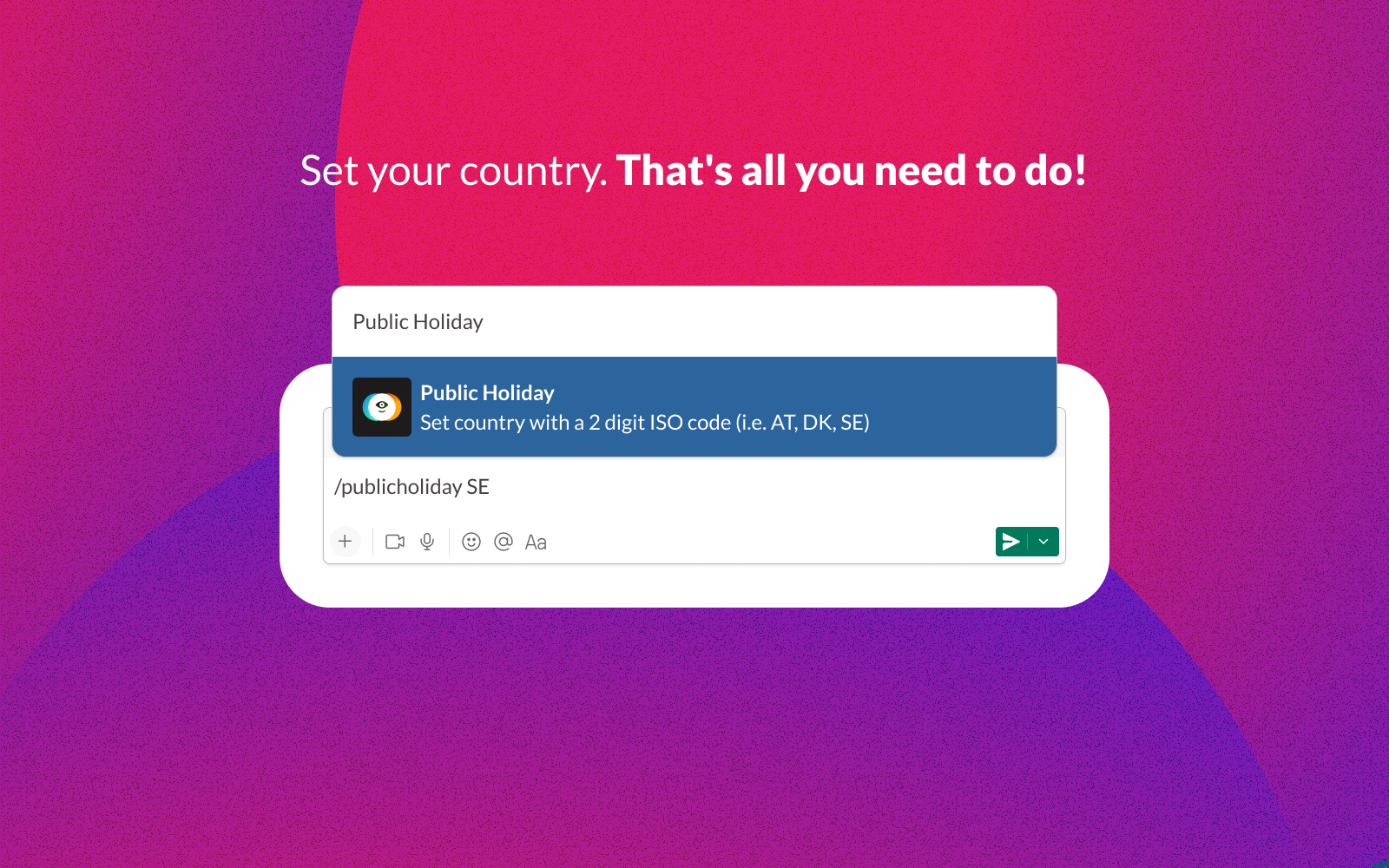 The Public Holiday app for Slack